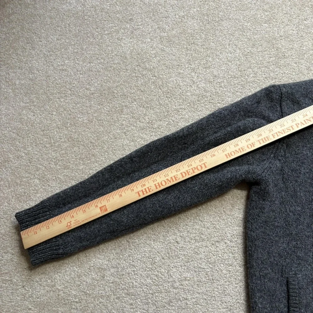 L.L.Bean Sweater LT 20x26 Gray‎ Lambswool Full Zip Mock Neck Plaid Lined Warm